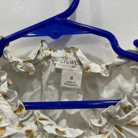 Crewcuts Dotted Polka Dot Gold White Ruffle Neck Long Sleeve Blouse Girls 8 - Picture 3 of 8